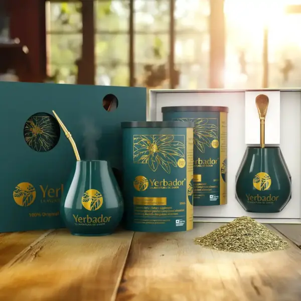 STARTOVACÍ SADA YERBADOR ORGANIC PRO DVA – TRUBKA YERBA MATE + MATERO HRNEK + BOMBILLA BRČKO
